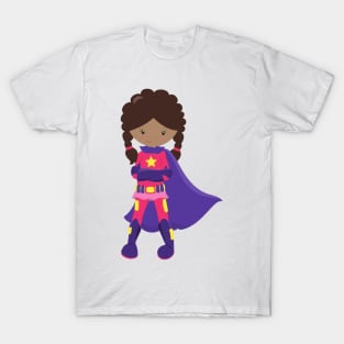 African American Girl, Superhero Girl, Cape T-Shirt